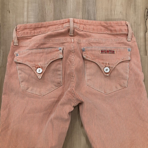Hudson Peach Pinstripe Bacara Crop Straight Cuffed Jeans Size 26 EUC - Picture 6 of 8
